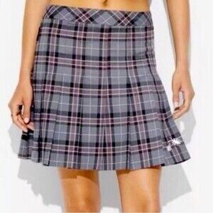 Beetlejuice Astrid Gray Plaid Pleated Skort Preppy School Girl Goth Size Medium